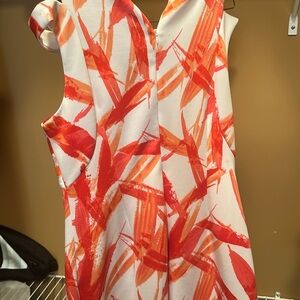 Vibrant Red and Orange Midi Dress